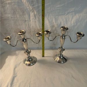 Beautiful vintage set of pair 2 candelabra weighted sterling candlestick holder